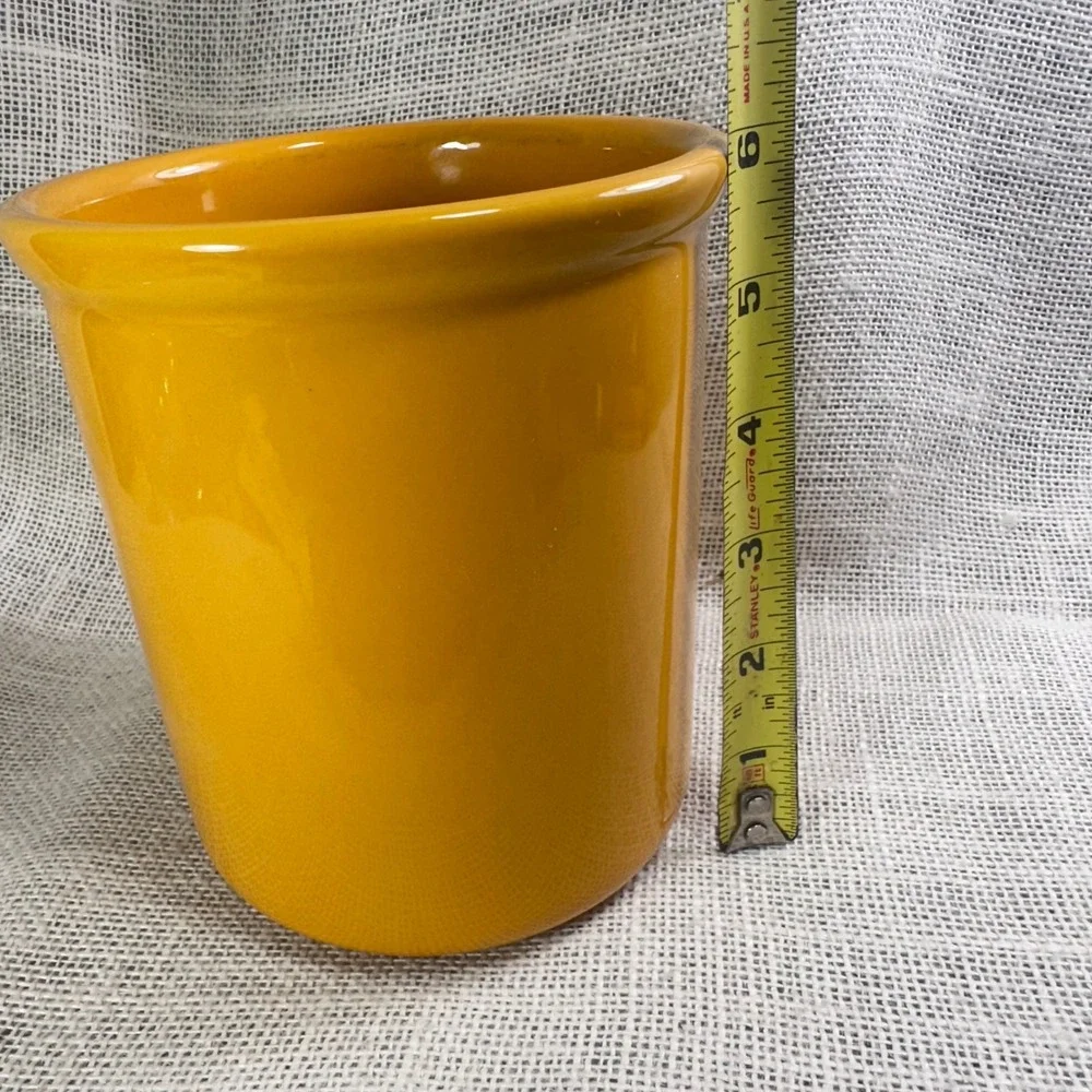 Emile Henry 87.13 Utensil Holder Crock Mustard Yellow Stoneware France 6in